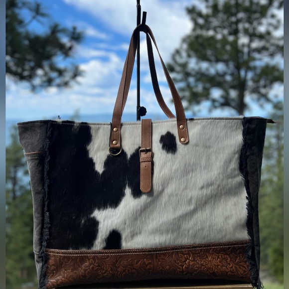 Myra Bag Handbags - New Myra Bag genuine Cowhide Canvas Leather Weekender Travel XL Large Tote